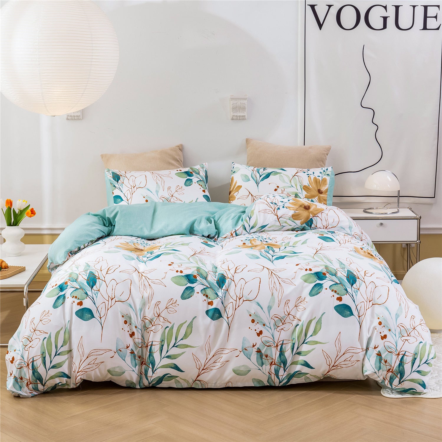 Printed Duvet Cover and Pillowcase Bedding Set - 3 Pieces - Calm Cloud Bedding